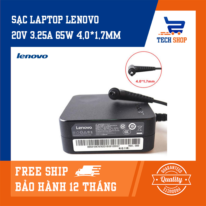 [FREESHIP]Sạc laptop lenovo giá rẻ TechShop công suất 20V 3.25A 65W 4.0*1.7mm dùng cho IdeaPad 310 100-14 100S-14 100-15 B50-10...