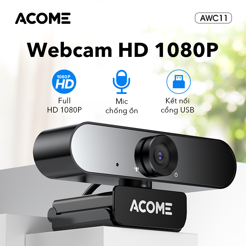 Webcam Acome AWC11 camera webcam HD 1080p chất lượng HD tích hợp micro có mic kết nối USB cho PC...