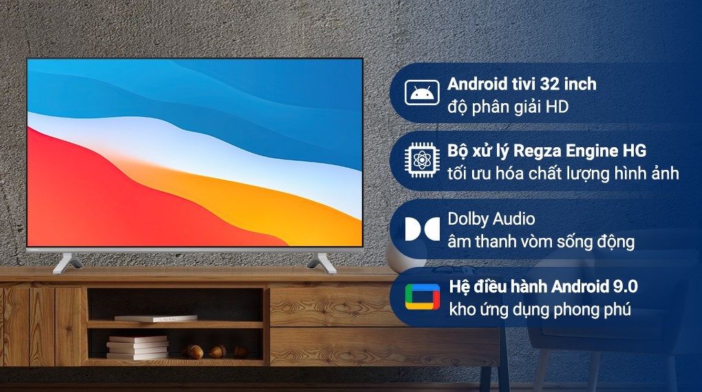 Android Tivi TOSHIBA 32 inch 32V35KP, Smart TV màn hình LED HD - Loa 20W - Miễn Phí Lắp Đặt