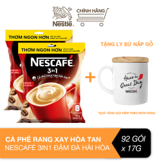 [Tặng ly sứ nắp gỗ] Combo 2 bịch cà phê rang xay hòa tan Nescafé 3 in 1 đậm đà hài hòa (Bịch 46 gói x 17g)