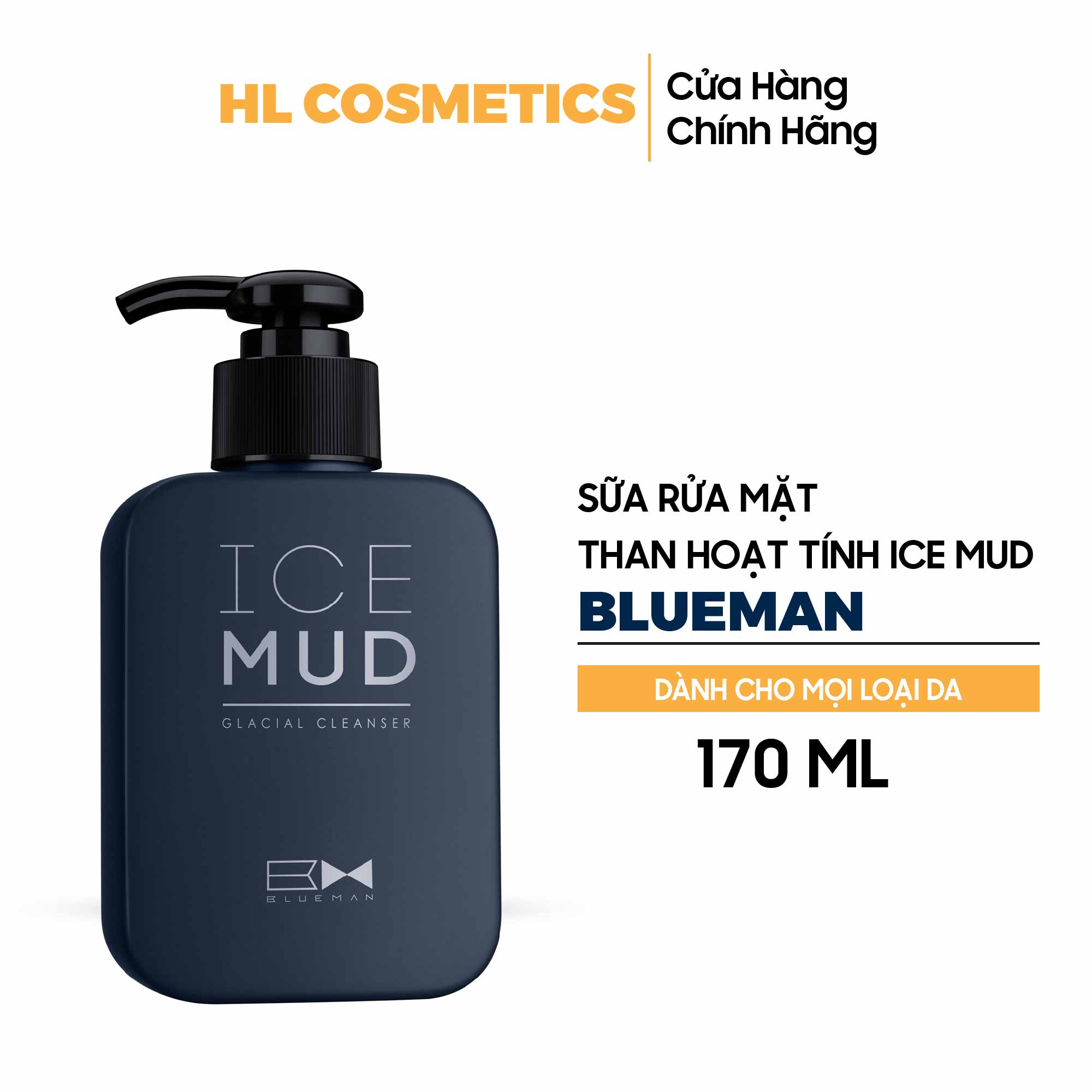 Sữa Rửa Mặt Ngừa Mụn Cho Nam Ice Mud BLUEMAN Chính Hãng - Làm Sạch & Sáng Da