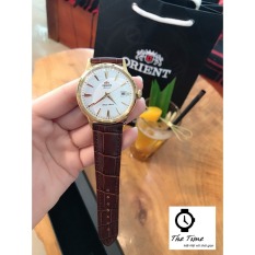 ( Sẵn 2 màu dây đen- nâu ) Đồng hồ nam Orient Bambino Gen 1 mặt trắng viền vàng hồng case 40.5mm. 3atm