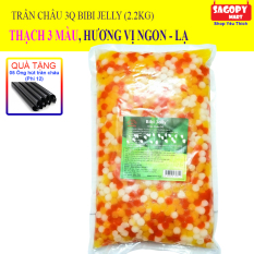 Trân Châu 3Q Bibi Jeally 3 Màu (Túi 2.2Kg) Tặng 5 Ống Hút làm trà sữa, trân châu đường đen, tran chau, trân châu đài loan, trân châu caramel, trân châu taiwan, thạch ngọc trai ngon như eurodeli, magic ball, sea jelly, wings- SAGOPY