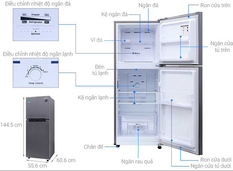 [GIAO HCM] [Trả góp 0%] Tủ lạnh Samsung Inverter 208 lít RT19M300BGS/SV - HÀNG CHÍNH HÃNG