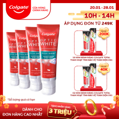 Bộ 4 Kem đánh răng Colgate Optic White Plus Shine làm trắng răng & sáng răng 100g