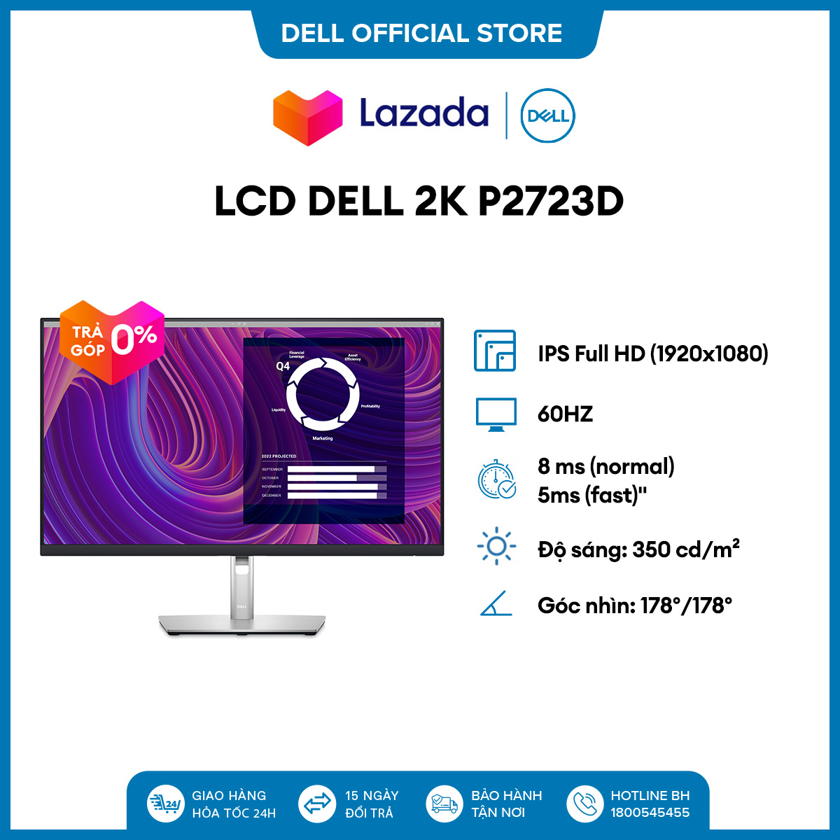Màn hình Dell P2723D QHD (2560 x 1440) 27 inch IPS 2K 60Hz