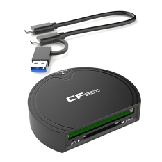 2 in 1 CFast 2.0/SD Card Reader Adapter USB3.2 Gen2 10Gbps High-Speed Transmission Card Reader Memory Card Adapter