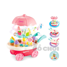 Đồ chơi xe đẩy cửa hàng bán kem có nhạc, đèn cho bé trai, bé gái – đồ chơi đồ hàng nhà bếp, nấu ăn – Đồ khuyến mãi giá tốt