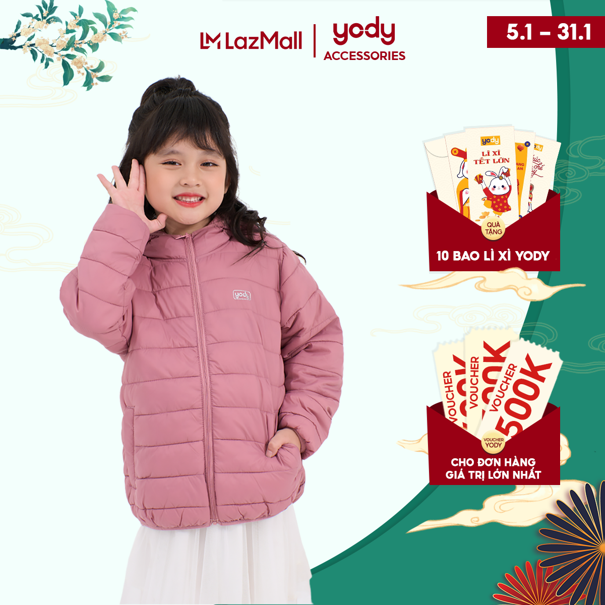 Áo khoác phao bé trai bé gái 3S YODY , áo khoác siêu nhẹ giữ ấm, bảo vệ sức khoẻ trẻ em – PHK4002