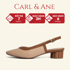 Carl & Ane – Giày cao gót thời trang mũi vuông hở gót phối dây tinh tế cao 3cm màu kem đậm – CL005