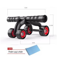 Con lăn tập cơ bụng 4 bánh cỡ lớn cao cấp – Tặng kèm Thảm lót +Tấm chặn nhựa