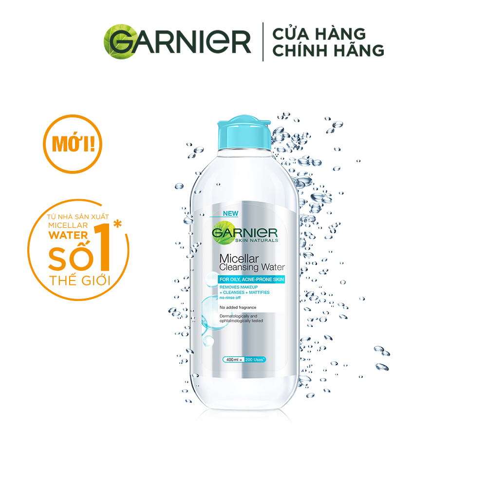 [Áp voucher còn 105K] Nước làm sạch và tẩy trang cho da dầu mụn Garnier Micellar Water 400ml