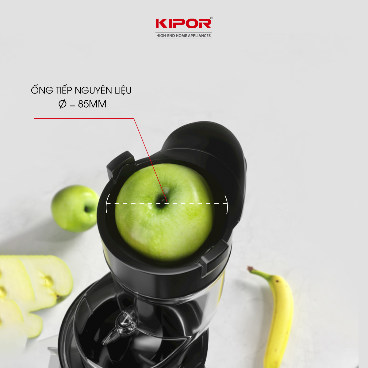 Máy ép chậm KIPOR KP-SJ585 - Cửa ép lớn ép hoa quả nguyên trái, ép rau má, cần tây không...