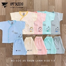 (0-9M)Bộ đồ sơ sinh Bộ cộc tay quần đùi cài cúc chéo VT chất thun lạnh cao cấp cho bé trai bé gái 3-8kg