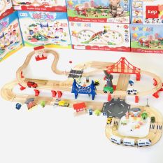 Mô hình đường ray xe lửa gỗ, bộ đường ray giao thông thành thị (big size)