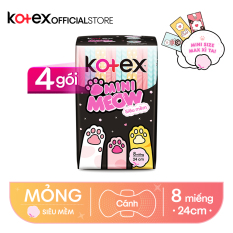 Combo 4 Băng Vệ Sinh Kotex Mini Meow Siêu Mềm SMC 8 miếng