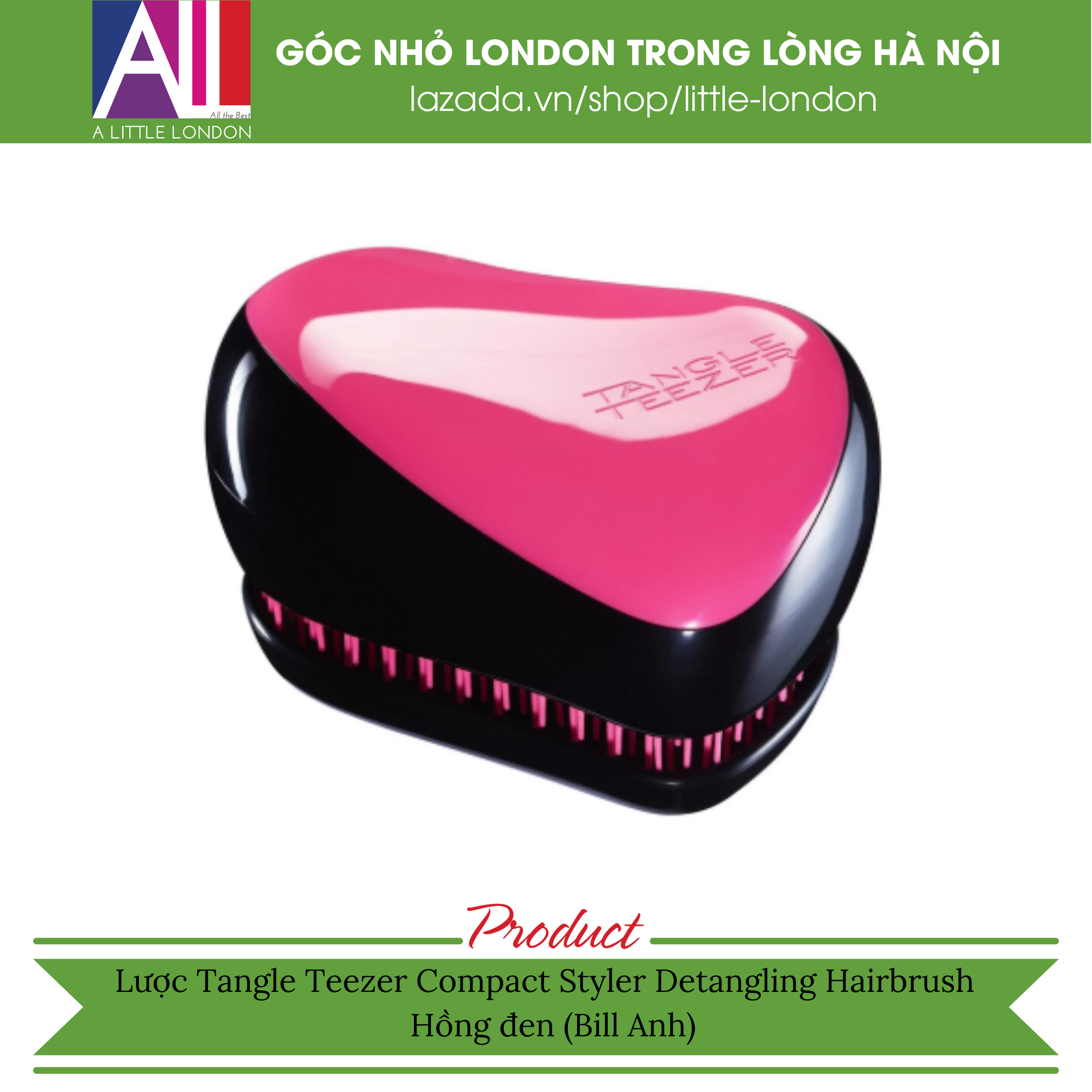 Lược Tangle Teezer Compact Styler Detangling Hairbrush – Hồng đen(Bill Anh)