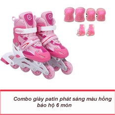 Giày trượt patin, an toàn cho trẻ em, bánh xe phát sáng nhiều màu+ TẶNG GIÁP BẢO VỆ 6 MÓN
