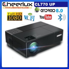 Máy chiếu Android FULL HD Cheerlux CL770 projector, kết nối WIFI, Bluetooth, xem youtube, netflix, tivi online thật tiện lợi.