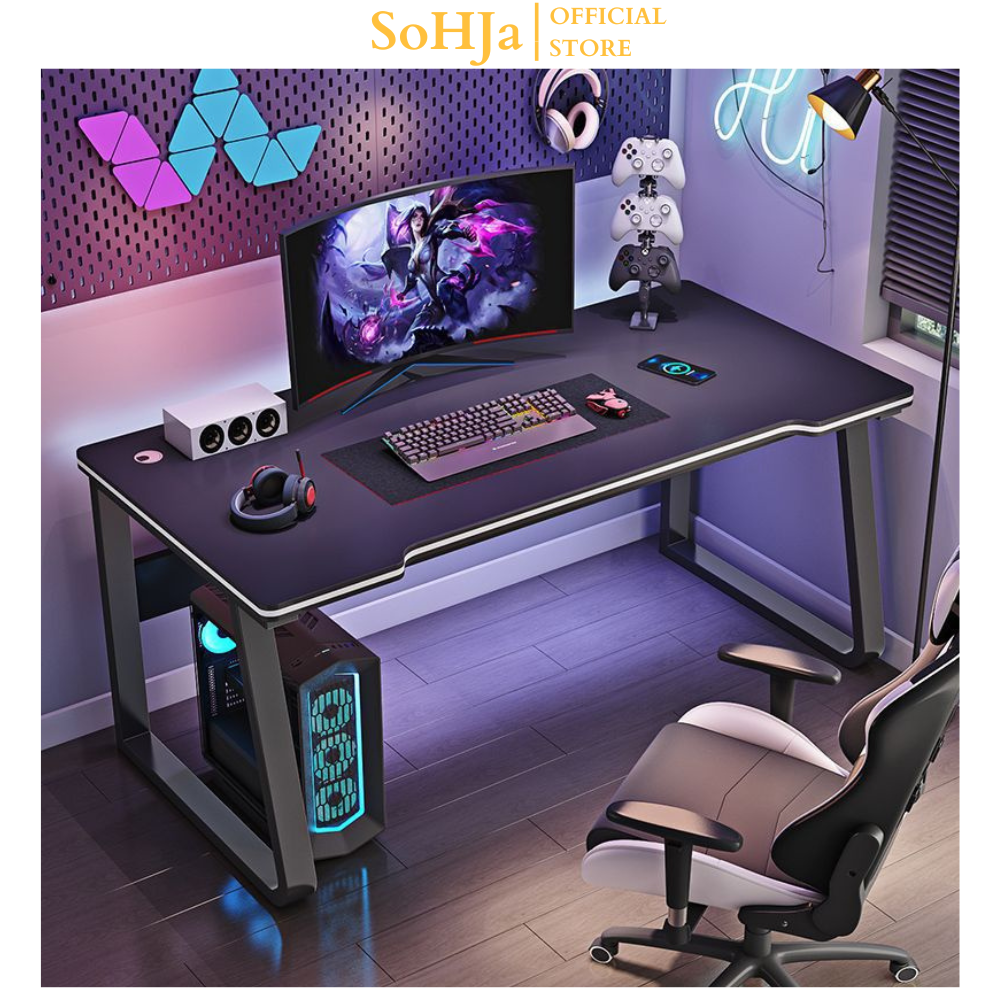 Bàn gaming cao cấp SoHJa dùng để học tập làm việc chơi game giải trí chân sắt uốn chắc chắn – SM95
