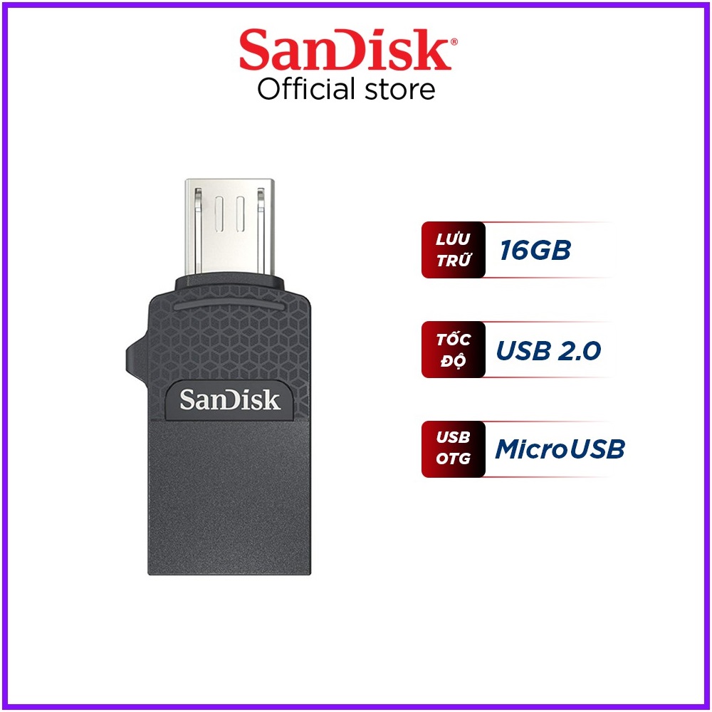 USB OTG SanDisk DD1 16GB Ultra Dual Drive micro USB, bộ nhớ mở rộng cho điện thoại thông minh Android,...