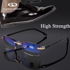 BEGREAT Rimless Reading Glasses Men Anti Blue Light Portable Presbyopic Bifocal Glasses Square Frameless TR90 Gafas 1.0 To 4.0