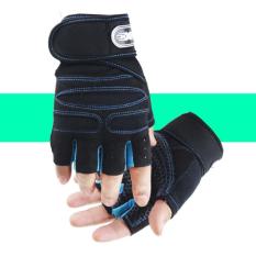 Găng tay Thể thao thoáng khí chống trượt Màu đen chỉ xanh size XL