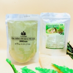 Gói 300gr tắm trắng cám gạo trà xanh, đắp mặt dưỡng da dùng cả cho face & body, cân bằng và cung cấp độ ẩm cho da giúp da mịn màng, tươi sáng