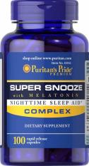 SUPER SALES – CLEAR STOCK – chỉ với 49K – Viên uống giúp ngủ ngon Puritan’s Pride Super Snooze with Melatonin 100 viên HSD 07/2019