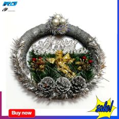 Vòng Nguyệt Quế Trang Trí Noel 33Cm Kèm Chữ Merry Christmas Và Thiên Thần May Mắn