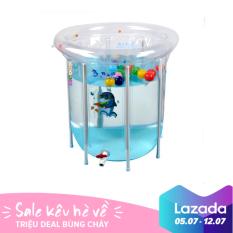 Bể bơi phao thành cao trong suốt 80x80cm + Tặng phao cổ và bơm hơi