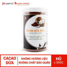 Bột cacao sữa Dừa cao cấp Light Cacao đậm đà thơm ngon, dùng pha uống liền, pha chế tiện lợi, dạng hũ dễ bảo quản, đặc biệt không pha trộn hương liệu – Hũ 550g – 650GR