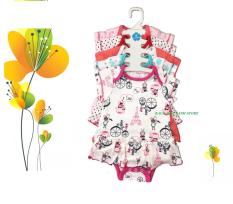 set 5 Bộ bodysuit liền váy cotton bé gái xinh xắn 3 tháng – 2 tuổi( Màu ngẫu nhiên )