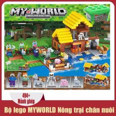 Đồ chơi trẻ em thông minh xếp hình lego Minecraft MYWORLD Nông trại chăn nuôi (494 mảnh ghép), dành cho trẻ từ 6 tuổi trở lên, nhựa ABS an toàn cho trẻ