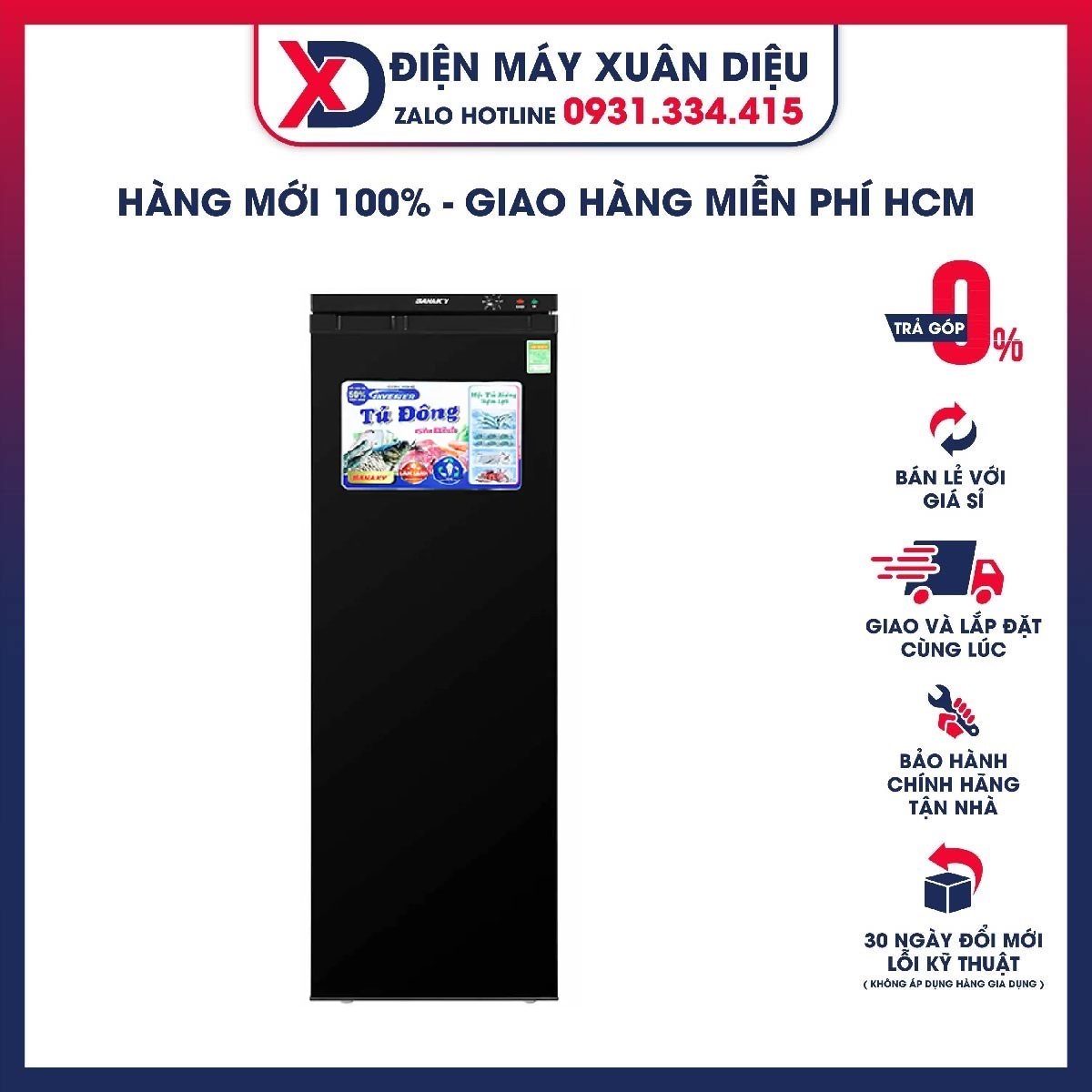 Tủ Đông Sanaky Inverter 213 Lít VH-230VD3 Nút điều chỉnh nhiệt độ bên ngoài tủ, Công suất1.89 KWh/ngày-giao miễn phí...