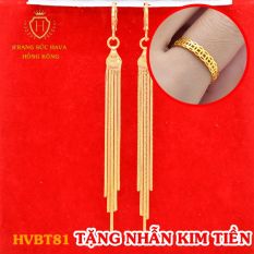 Khuyên Tai, Bông Tai, Hoa Tai Dạng Dài Tua Rua – Titan Xi Mạ Vàng Thật 10k, 18k, 24k Cao Cấp (Không Bị Đen) – Trang Sức Hava Hong Kong Phong Cách Thời Trang