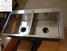 Chậu rửa bát Inox 304 Đúc Nguyên Khối Chậu rửa chén inox 82 x 45cm 2 hố cân (tặng kệ để đồ)