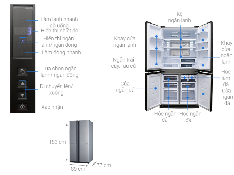 [Trả góp 0%]Tủ lạnh Sharp Inverter 605 lít SJ-FX680V-ST - Miễn phí vận chuyển & lắp đặt Hà Nội (HCM&ngoại...