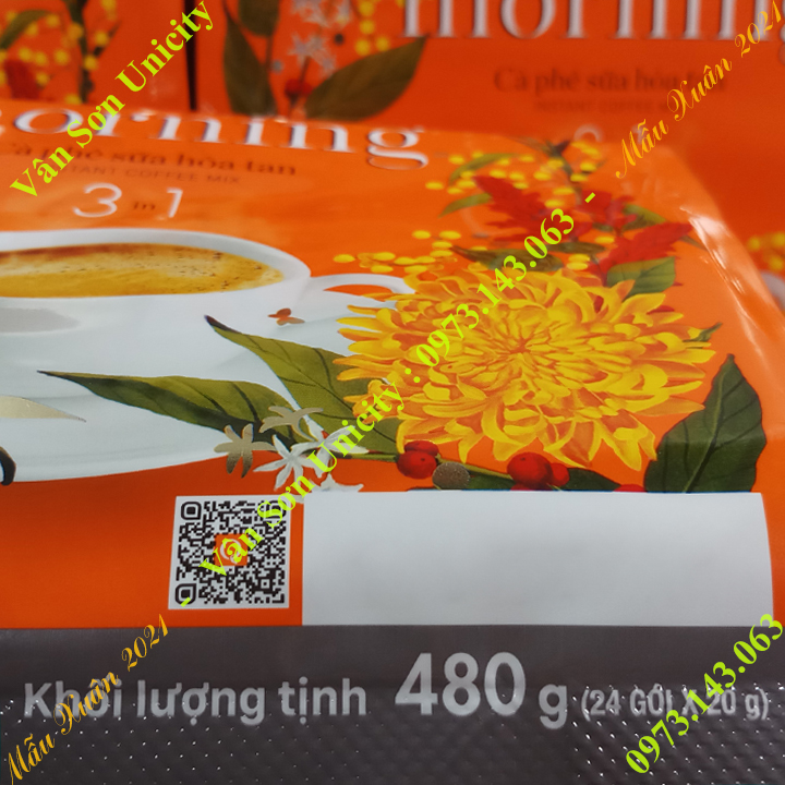 Cà phê sữa Good morning Trần Quang 480g (24 gói * 20g) mẫu Xuân 2021 Instant Coffee mix 3 in...