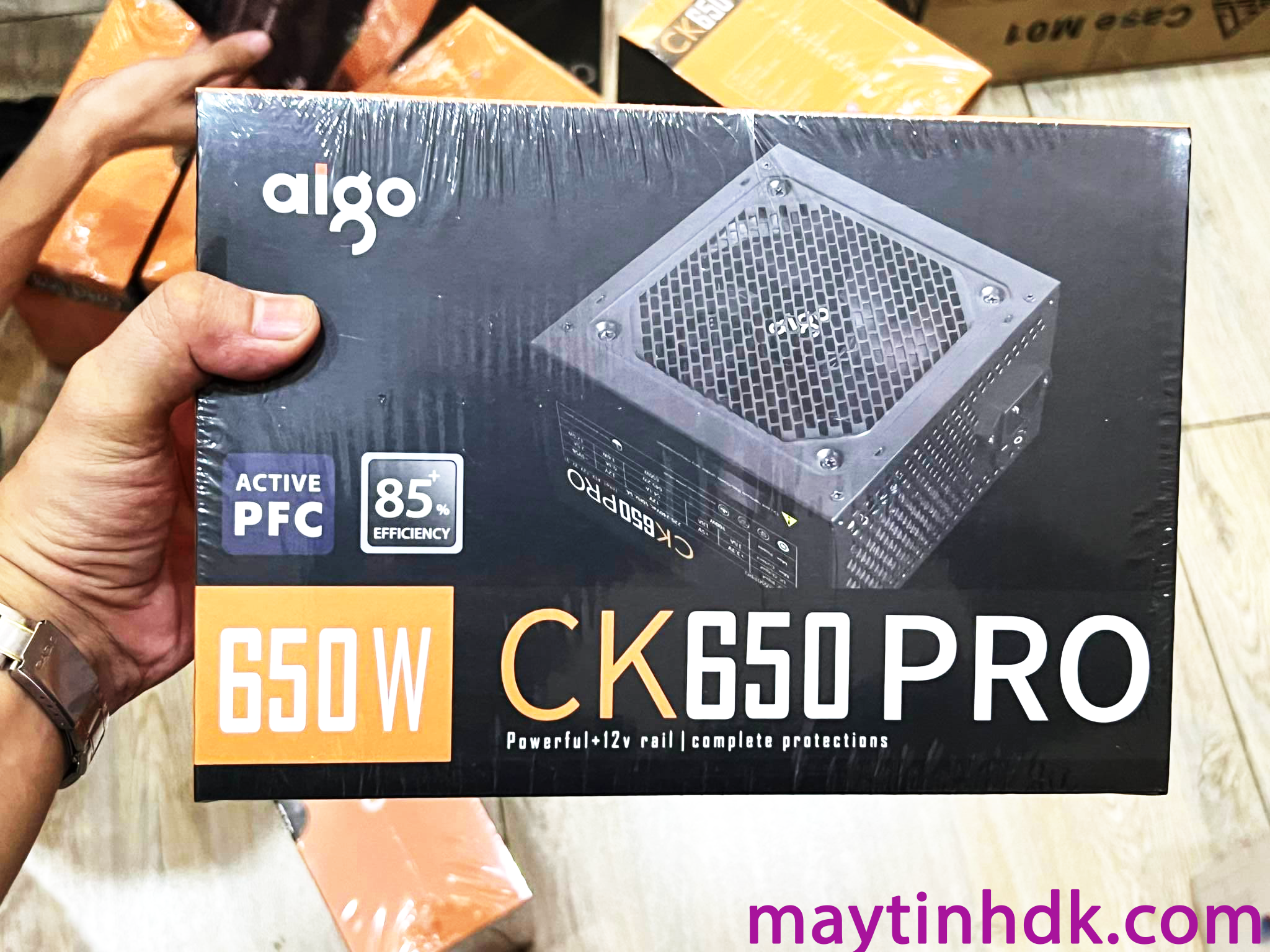 Nguồn Máy Tính AIGO CK650 PRO Công Suất Thực 650W Hỗ trợ mainboard 2 CPU Bảo hành 36 tháng – Hàng Chính Hãng