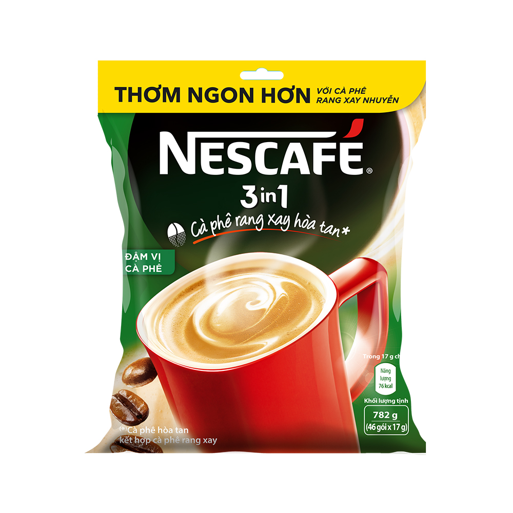 Cà phê rang xay hòa tan Nescafé 3in1 đậm vị cà phê (Bịch 46 gói x 17g)