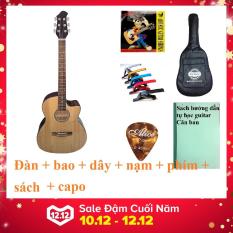 Đàn guitar Acoustic DVE70 + Bao da, capo, phụ kiện Duy Guitar – Shop đàn ghita giá rẻ – Đàn ghita dành cho người mới tập – Ddnf ghi ta đệm hát modern