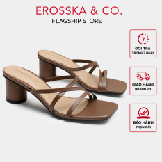 Dép quai mảnh thời trang Erosska gót cao 5cm màu nâu _ EM092