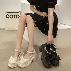 Giày búp bê nữ lolita quai ngọc dán nơ to