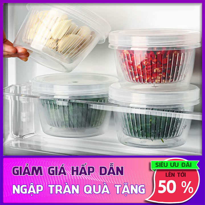Hộp Đựng Hành Lá , Gừng Tỏi- Hộp Rổ Bảo Quản Thực Phẩm Tươi Lâu - Hộp Đựng Đồ Đa...