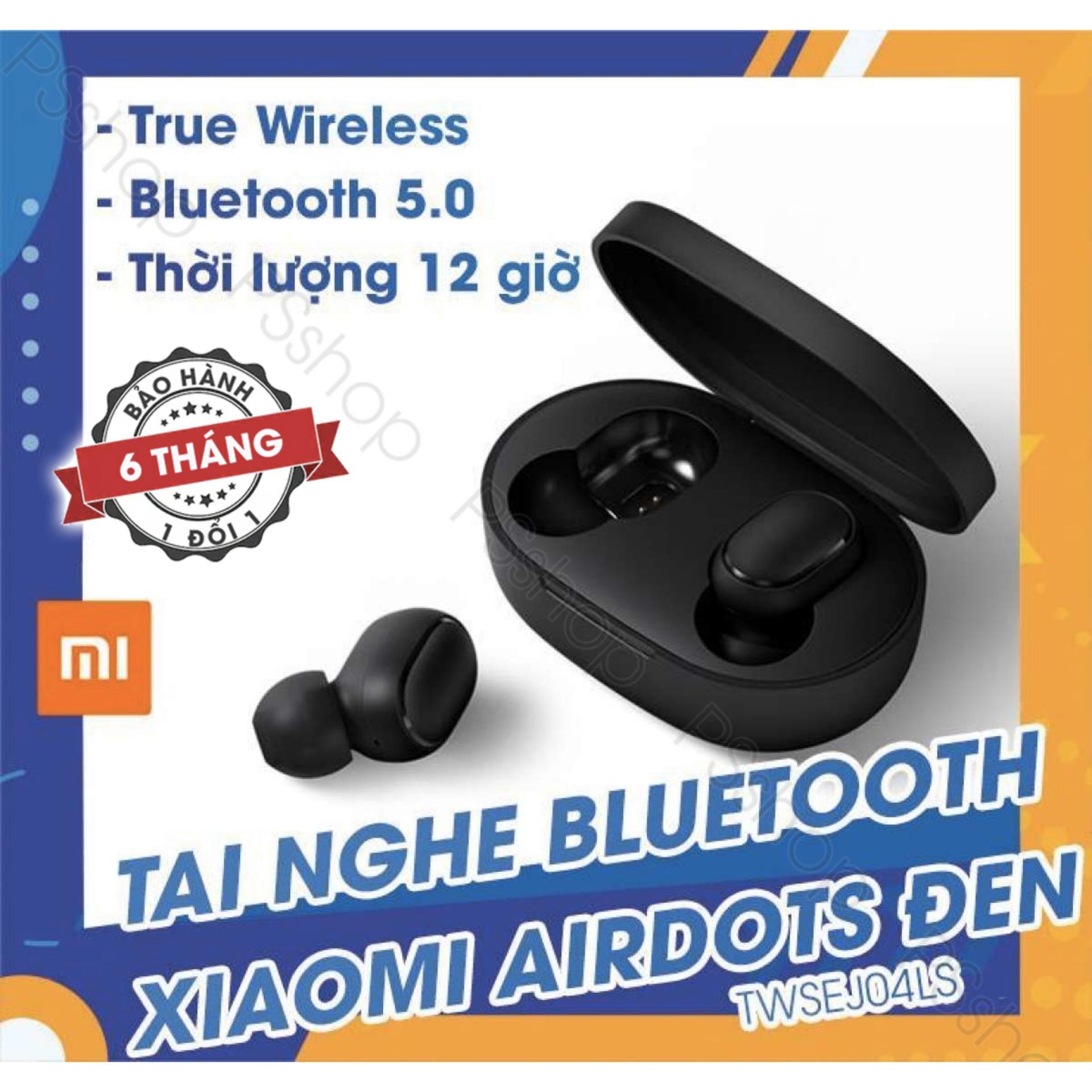Tai nghe không dây Xiaomi - Redmi Airdots Đen - Bluetooth 5.0, Pin 12 tiếng kèm hộp, Phím vật lý