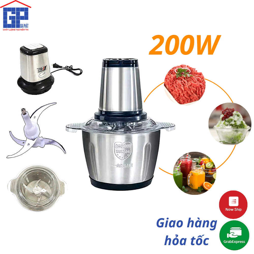 Máy Xay Thịt Cối Inox 304, Máy Xay thịt bằng điện không rỉ, dung tích lớn, công suất lớn, nhiều chế độ xay, chống vỡ bền bỉ, máy xay rau củ, cá, tỏi ớt đa năng công suất lớn