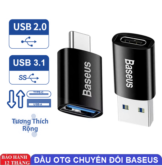 Đầu Chuyển Đổi OTG 2.0/3.0 Baseus USB To TypeC, TypeC To USB Chính Hãng