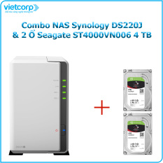 [Khuyến Mãi Combo] Thiết bị lưu trữ NAS Synology DS220J và 2 Ổ cứng Seagate ST4000VN006 4 TB