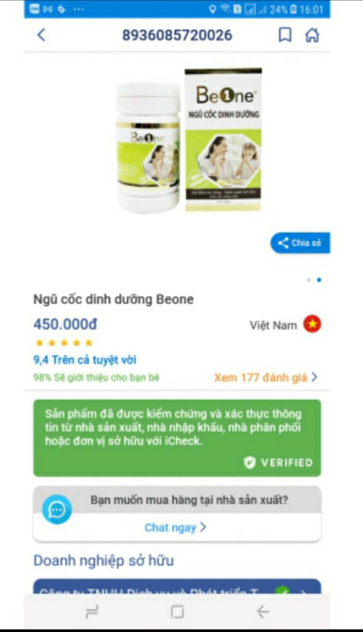 Bột Ngũ Cốc Beone 500G CHÍNH HÃNG ( CHỌN DATE) ( Dành Cho Mọi Lứa Tuổi Chứa Nhiều Vitamin, Protein...